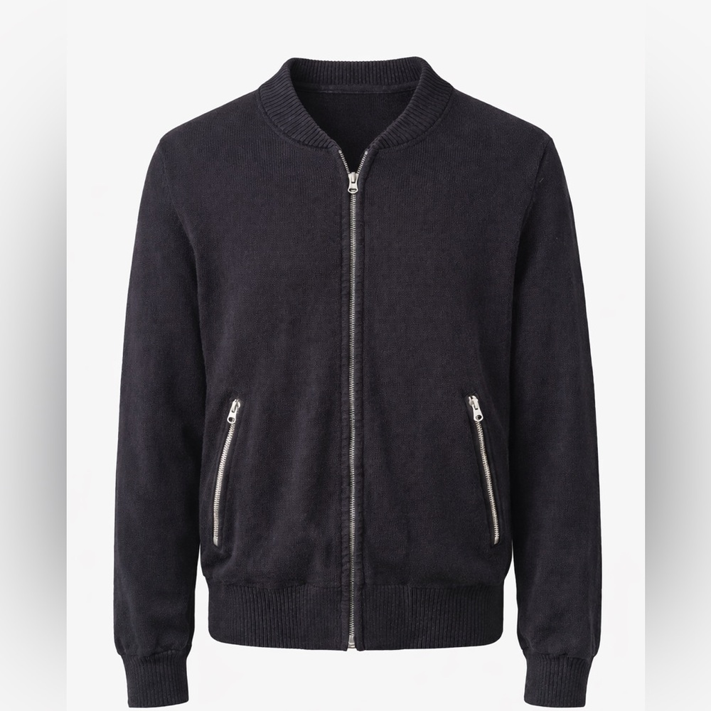 Five Four Men's Zip-Up Sweater‎ Jacket Bomber Style Dark Navy Size XL